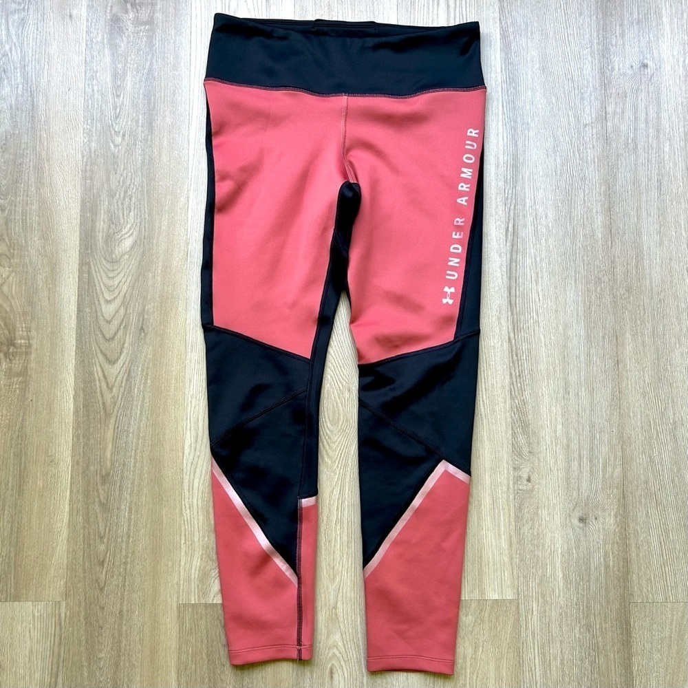 Under Armour Black & Red Compression Tights - Thick Material, High Rise